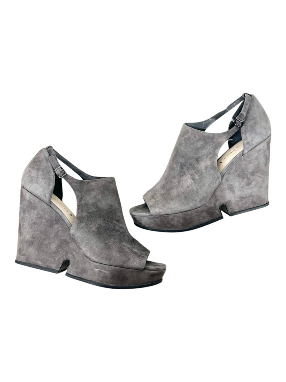 Via Spiga Wren Grey Suede Wedge Sandals Size 9M